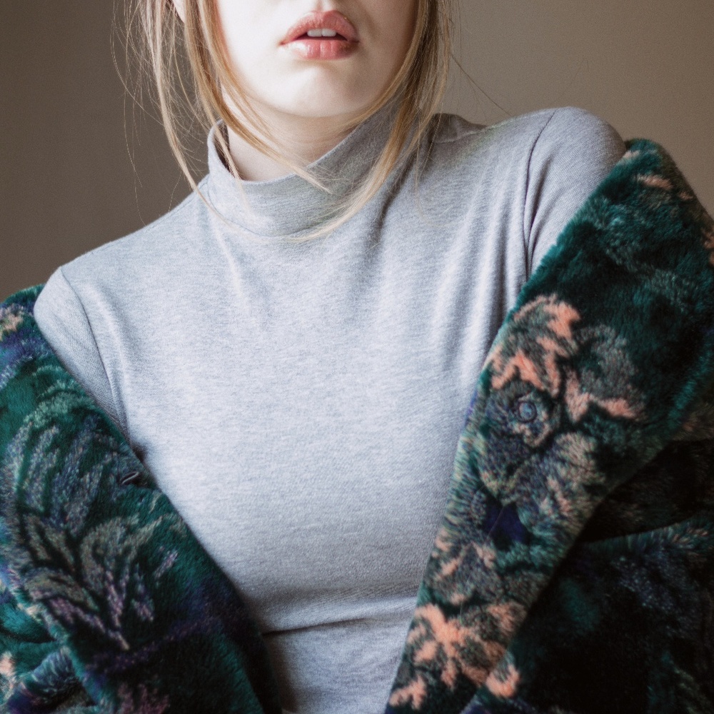 SOLD Vintage Green Floral Donnybrook Faux Fur Coat